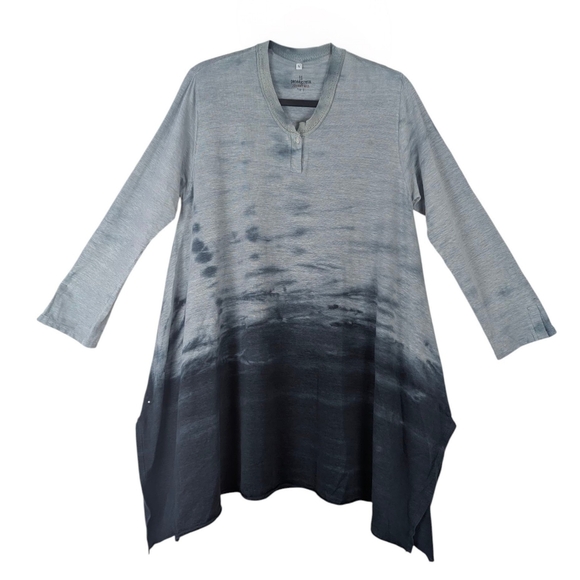 Johnny Was Pete & Greta Size Small Oversized Linen Blend Tunic Top Dip Dye Green - Picture 1 of 13